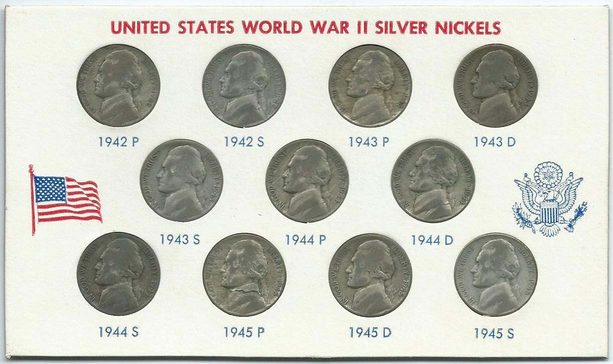 Jefferson Wartime Silver Nickel Set Lot With P Lamination Mint Error Ebay